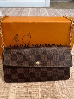 Louis Vuitton Brown Damier Chain Wallet Crossbody